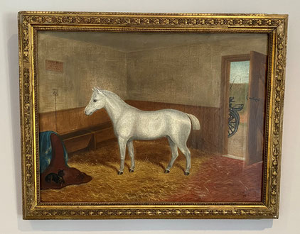 Pair of oil paintings of a grey Welsh pony signed and dated 1877