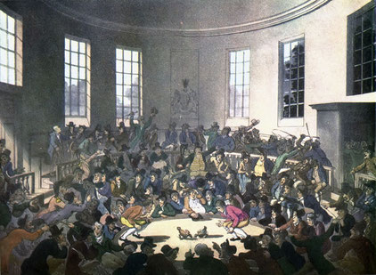 18th century cock fighting coloured engraving by Richardson