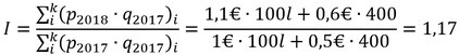 Beispiel zur Berechnung der Inflation nach Laspeyres.