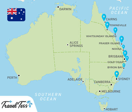 Travel map Australia