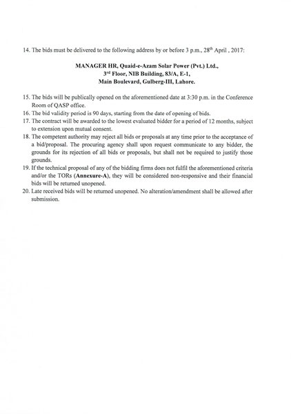 Tender for Construction of 02 Rooms