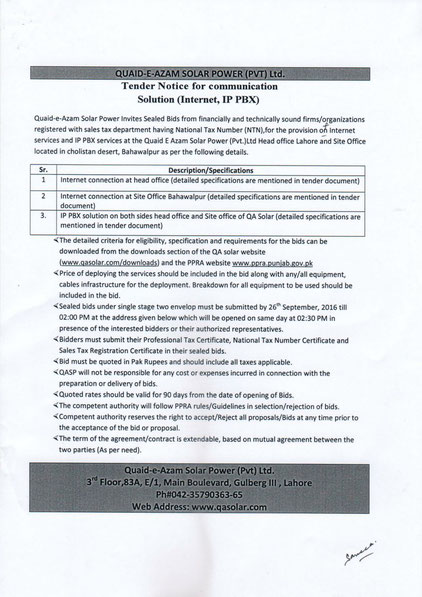 Tender for Internet and IPPBX