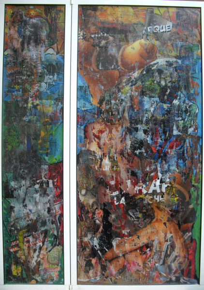 Collages & techniques mixtes sur plexiglas, 140X100cm, 2014.