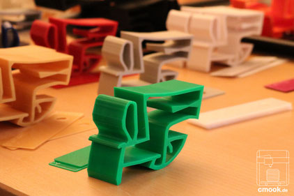 3D-Druck Dienstleistung Kleinserie Beispie chimaumau und Farbmuster 