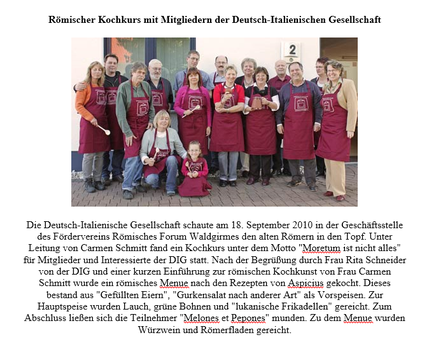 Römischer Kochkurs mit der Deutsch-Italienischen Gesellschaft Mittelhessen e. V. 