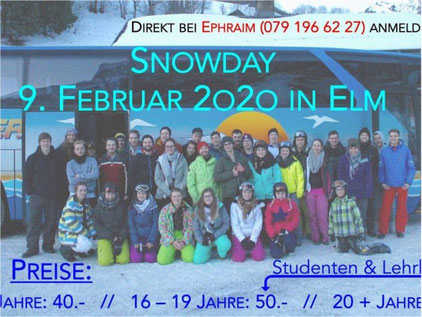 Ab auf die Piste! Cevi Snow Day. Bild: Cevi Gossau ZH