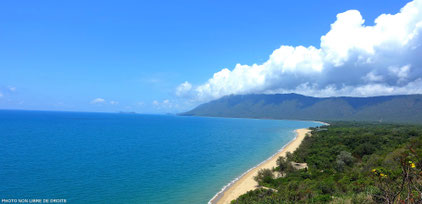 Plage entre Cairns et Daintree national Park, Australie, photo non libre de droits.