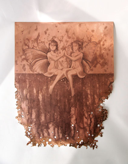 「promised boundary」腐蝕銅レリーフ 銅、インク 450×350 mm ¥300,300(税込)