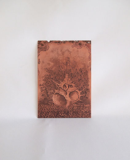 「leafy spiral」腐蝕銅レリーフ　銅/インク　150×100mm　￥110,000(税込) 