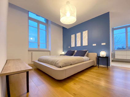 chambre; bleu; home staging; decoration