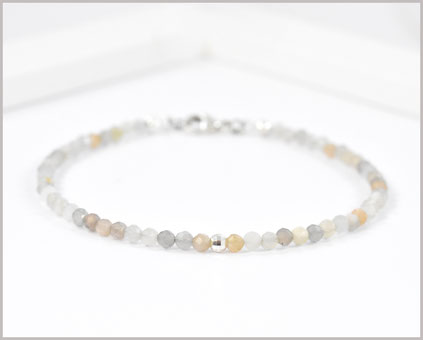 Mondstein Edelsteinarmband 3 mm  mit 925 Silber  34,90 €