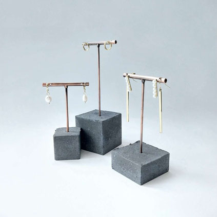 Concrete Cube T Bar Earring Display Stands by PASiNGA