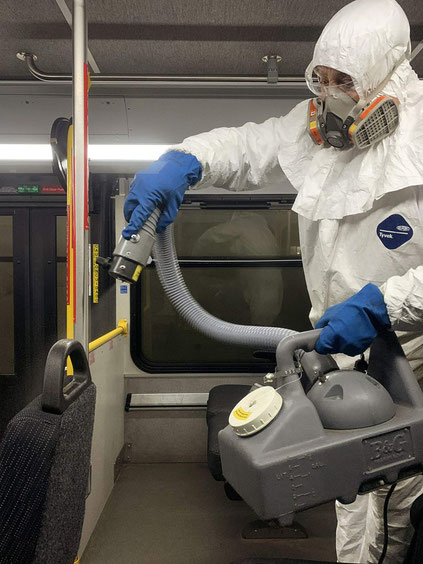 Example of disinfecting public transport with fogging method - CleanSquad has invested in fogging equipment