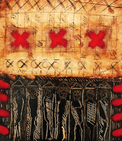                            Mémoire, 40x40 cm , Mixed media on paper.
