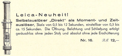 Auszug aus "Preisliste: Photo-Hilfgeräte" von Dr. Carl Weber, Kiel (1932)