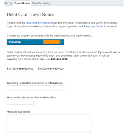 Charles schwab online debit card travel notice