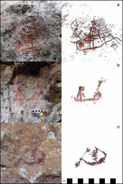 Kisar Island rock art depicting boat figures