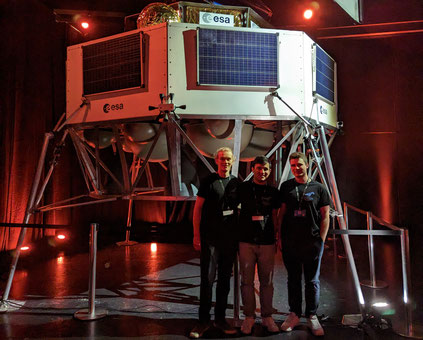 Olav Cornelius, Diego Solis Sanchez, and Pascal Koch (from left to right) at the Space Resource Week 2023.