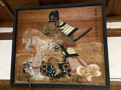 十社大神に伝わる絵馬「佐々木信綱　宇治川合戦の図」　宝物殿に所蔵　仕事の成功などの願いを託したものか