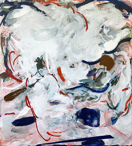 Selbstvermessung III |  2022  |  Acryl, Lack und Öl auf Baumwolle   150 x 130 cm