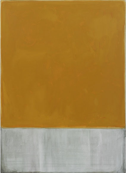 No Title (Ochre-grey) 110x80cm acrylic and vinylpaint on canvas 2025
