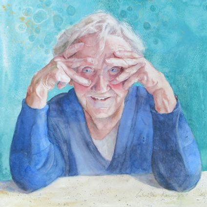 Mit Humor geht alles besser. Aquarell von Gabriele Koenigs (2021). Im Passepartout für Bilderrahmengröße 50 x 50 cm. Als Original erhältlich