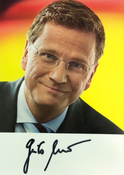 Guido Westerwelle, (1961-2016), Leader of the FDP Party, Minister of Foreign Affairs, Vice Chancellor, Autograph bought