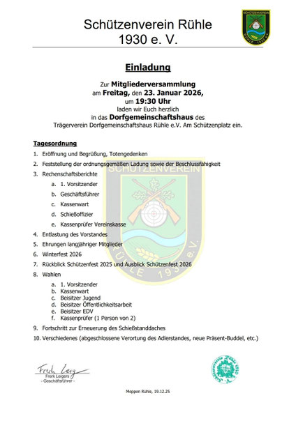 Einladung zur Mitgliederversammlung Q1 2026