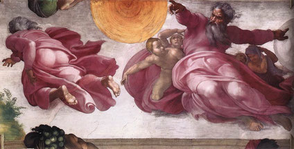 Michel-Ange, Création du soleil, de la lune et des plantes, Chapelle Sixtine, Vatican, 1511 (source : wga)