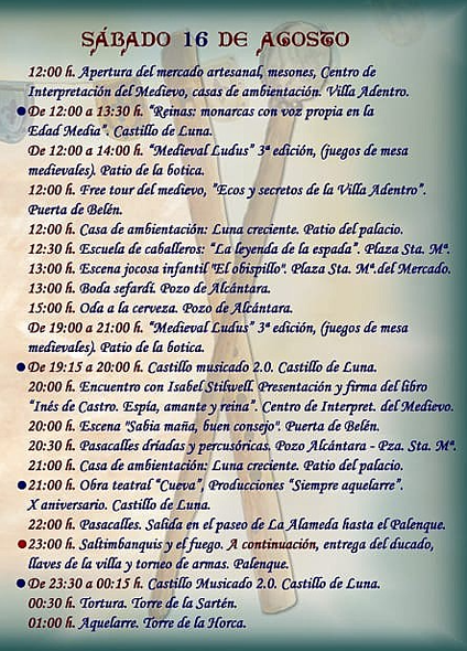 Programa del Festival Medieval de Alburquerque
