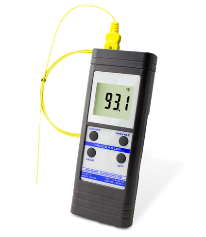 Termómetro digital para altas temperaturas con sonda tipo K y certificado trazable a NIST 4004