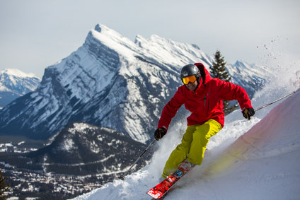 Man skiing at Mt. Norquay in Banff National Park Alberta