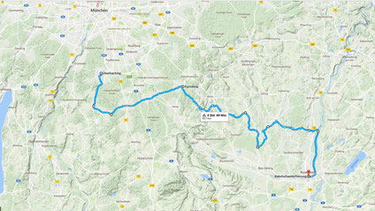 Der Routenplan der B-Gruppe: Von Oberhaching nach Rosenheim
