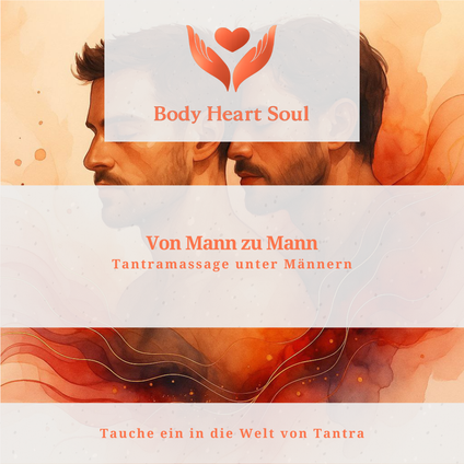 Werbung für das „Body Heart Soul“-Event „Von Mann zu Mann“ mit Tantramassage unter Männern, unter dem Motto „Tauche ein in die Welt von Tantra.“