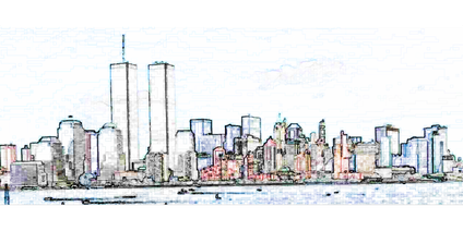 Twin Towers in New York - Skyline von Manhattan