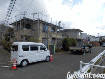 宗像市三郎丸　Ｋ邸　塗装、塗り替え工事前　架設作業