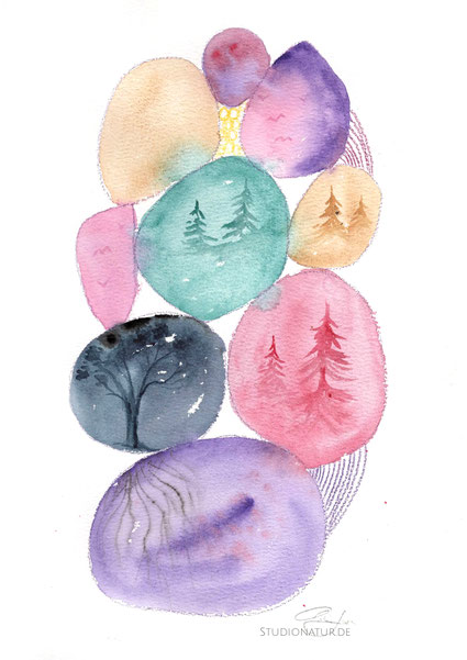 Seelenbild · Aquarell Geschenk · intuitive Malerei Heilsame Kunst, Kunsttherapie · Krafttier Aquarell · spirituelle Kunst · energetische Bilder · Kunst für Seelenverbindungen · personalisierte Kunst