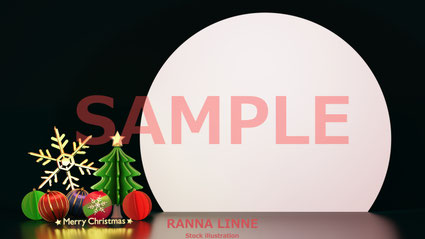 クリスマス\装飾品のポスター　ホワイトスペース　3DCGレンダリング素材