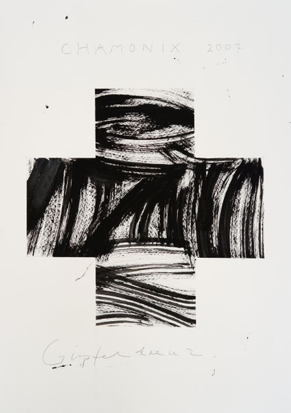Gipfelkreuz 42x29,4cm acryl/vinyl potlood op papier 2024
