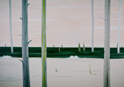 De stilte in het landschap 120x170cm olieverf op katoen 2001 (Collectie Kunstuitleen Breda)