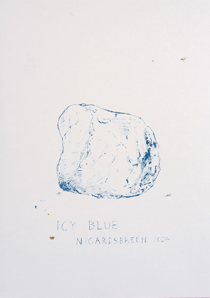 Icy Blue Nigardsbreen 39,9x28,3cm acryl/vinyl en potlood op papier