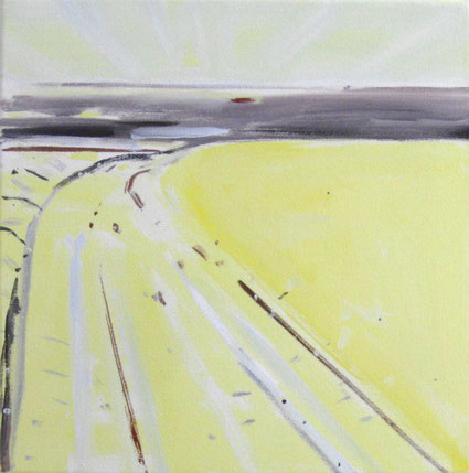 Koolzaadveld 30x30cm olie op katoen 1998