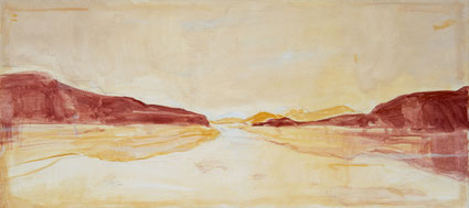 Ardèche 40x90cm vinyl (flashe/acryl) en potlood op canvas  2023 (Prive collectie Brand-Erbisdorf Duitsland)