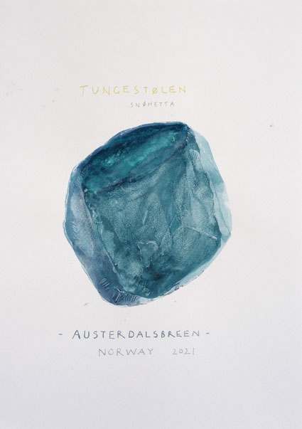 Austerdalsbreen Norway 2021 42x29,7cm acryl/vinyl op papier 2024 
