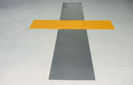 Pigment en metaalplaten 170x400cm 1987