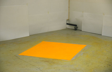 Zonder titel 120x140x0,3cm pigment op vloer. Kunstacademie St. Joost Breda 1986