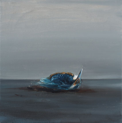  Dead Kingfisher 40x40cm acrylic on canvas 2026 (Privé collectie Heemskerk NL)