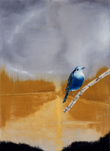Blue Bird Vernis 40x30cm acryl en vinyl op canvas 2024 (Privé collectie Grezzana Italië) 
