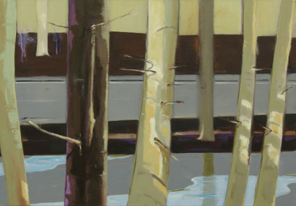 Asfaltweg in parklandschap 70x100cm olie op doek 1999 (Collectie kunstuitleen Amersfoort)
