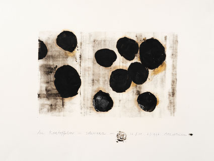 die Kartoffeln - schwarz 51,5x41,5cm olieverf en potlood op papier 1996
